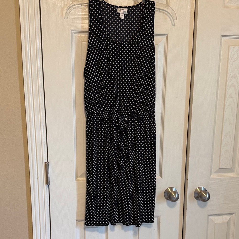 Sweet Storm Black and White Polka Dot Midi Dress